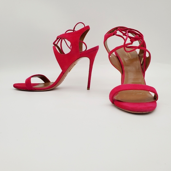 Aquazzura Colette Pink Suede Sandals - Picture 8 of 16